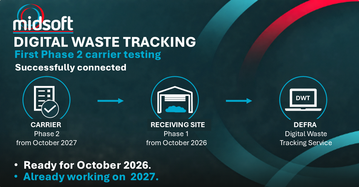 Midsoft Phase 2 Digital Waste Tracking carrier testing successfully connected